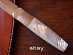 Ron Gaston Custom Genuine Mother Of Pearl Fighting Dagger Stiletto Knife