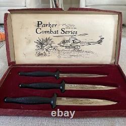 Série de couteaux commémoratifs Parker Combat Dagger 3 dans une boîte, en parfait état
