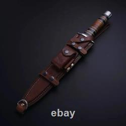 Set de 2 Couteaux de Chasse Bowie Dagger Arkansas Toothpick fait main en D2 avec étui