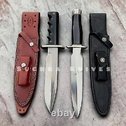 Set de Couteaux de Chasse Bowie D2 Fait Main Personnalisé pour Survivalisme avec Cure-dent et Camping EDC