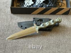 Stroup Knives 5 Dague OD Vert/Beige Acier 1095 Fabriqué aux États-Unis