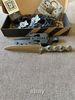 Stroup Knives 5 Dague OD Vert/Beige Acier 1095 Fabriqué aux États-Unis