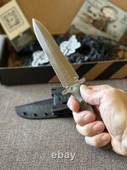 Stroup Knives 5 Dague OD Vert/Beige Acier 1095 Fabriqué aux États-Unis