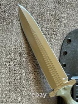 Stroup Knives 5 Dague OD Vert/Beige Acier 1095 Fabriqué aux États-Unis
