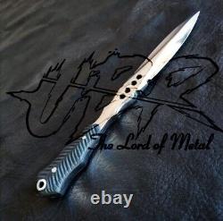 Translate this title in French: Ubr Custom Handmade D2-tool Steel M48 Stinger Dagger Knife With Leather Sheath

Couteau poignard M48 Stinger Ubr personnalisé, fait à la main en acier D2 et avec étui en cuir.