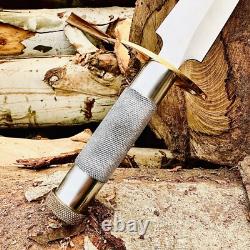 Ubr Couteau Dague de Chasse Fait Main en Acier à Haute teneur en Carbone avec Poignée Creuse