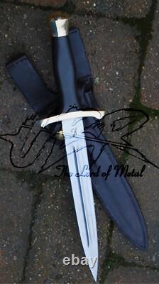 Ubr Dague de chasse en acier D2 fait main sur mesure avec étui en cuir