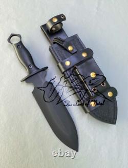 Ubr Dague de chasse en acier au carbone haute performance faite à la main avec étui en cuir