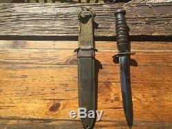 Ultra Rare Ww2 Usm3 Garde Et Lame Marquée Utica Fighting Couteau, Poignard Trench