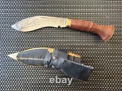 Véritable couteau machette Gurkha Khukuri Kukri népalais fait main tibétain avec étui de poignard