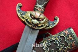 Vieille Épée Katana Chinese Damas Blade Cuivré Couteau De Combat Dagger