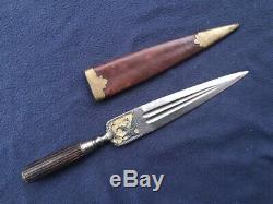 Vieux Couteau Antique Italien Genovese Épée Dague Ligure Stiletto Or De Combat