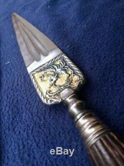 Vieux Couteau Antique Italien Genovese Épée Dague Ligure Stiletto Or De Combat