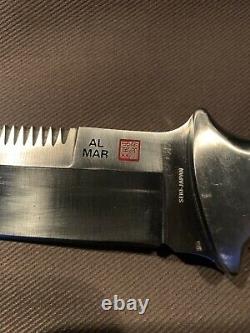 Vintage 1980 Al Mar Seki Japon 3004 Sere Fighting Dagger Couteau Étui Fabriqué À La Main