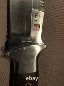 Vintage 1980 Al Mar Seki Japon 3004 Sere Fighting Dagger Couteau Étui Fabriqué À La Main