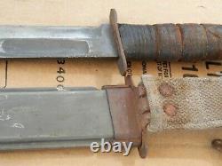 Vintage Kabar Usn Mk2 Couteau De Combat Dague & Nord Scabbard Estate Trouvez
