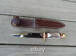 Vintage Linder Solingen Allemagne 440 Dagger Couteau Avec Poignée Mint Stag