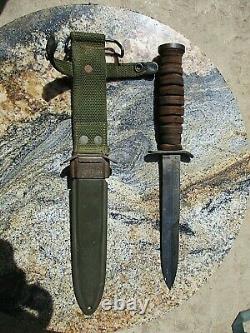 Vintage Wwii Us M3 Couteau De Combat Imperial M8 Galbard Dague Ww2