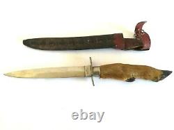 Wwii French Trench Boot Combat Dagger Fighting Couteau Deer Foot Taxidermy Wwi